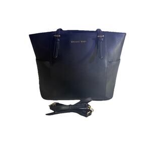 MICHAEL KORS Jet Set Travel Top Zip Saffiano Leather Lafferty Tote Bag-black